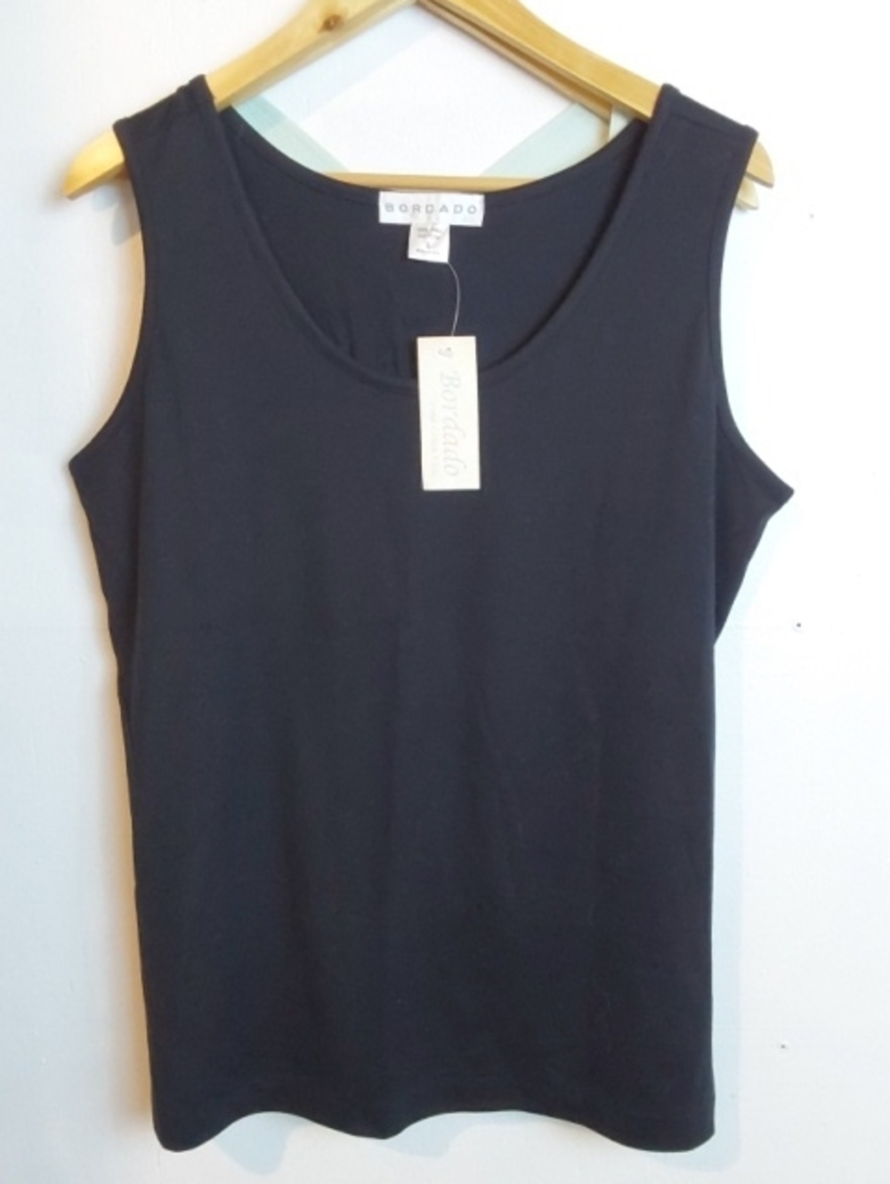 Bordado|Black Sleeveless Scoop Neck Women's Essential Career Tank Top Cotton L